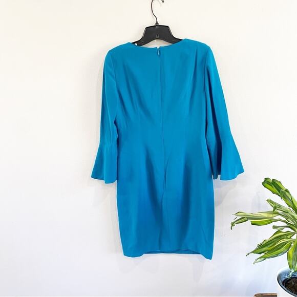 Elie Tahari Natanya 3/4 Sleeve Sheath Dress Blue Size 4 Career Cocktail - Picture 3 of 12